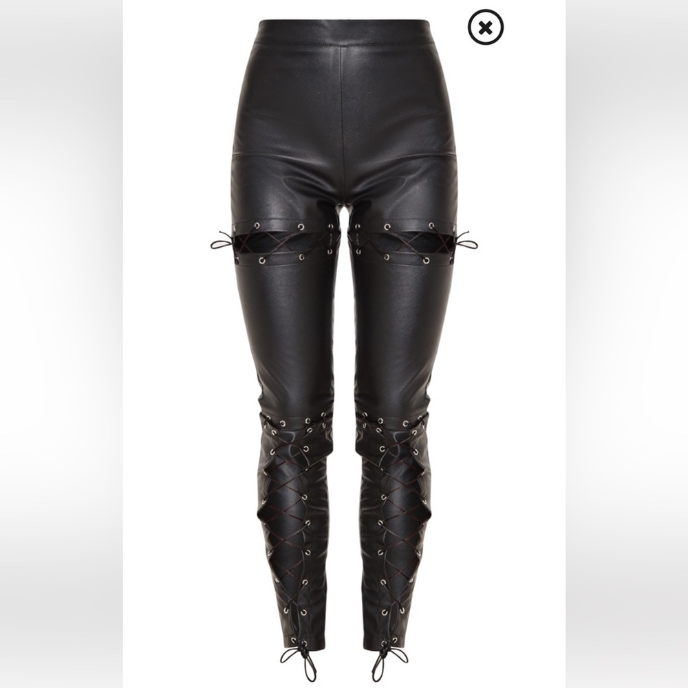 Pretty Little Thing Black Faux Leather Lace up Pants